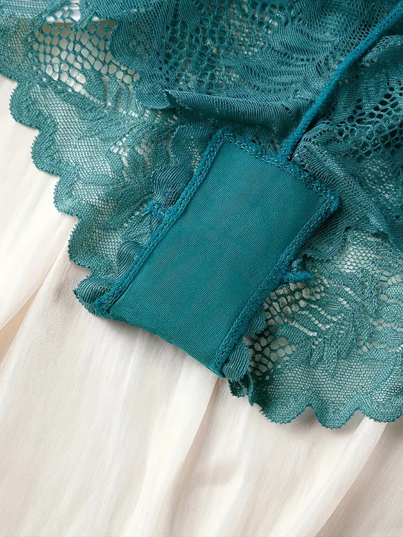 Floral Lace Boyshort Panties Thin Semi sheer Wave Trim - Temu Canada