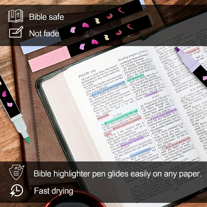 Aesthetic Highlighters Cute Assorted Colors Bible no Bleed - Temu