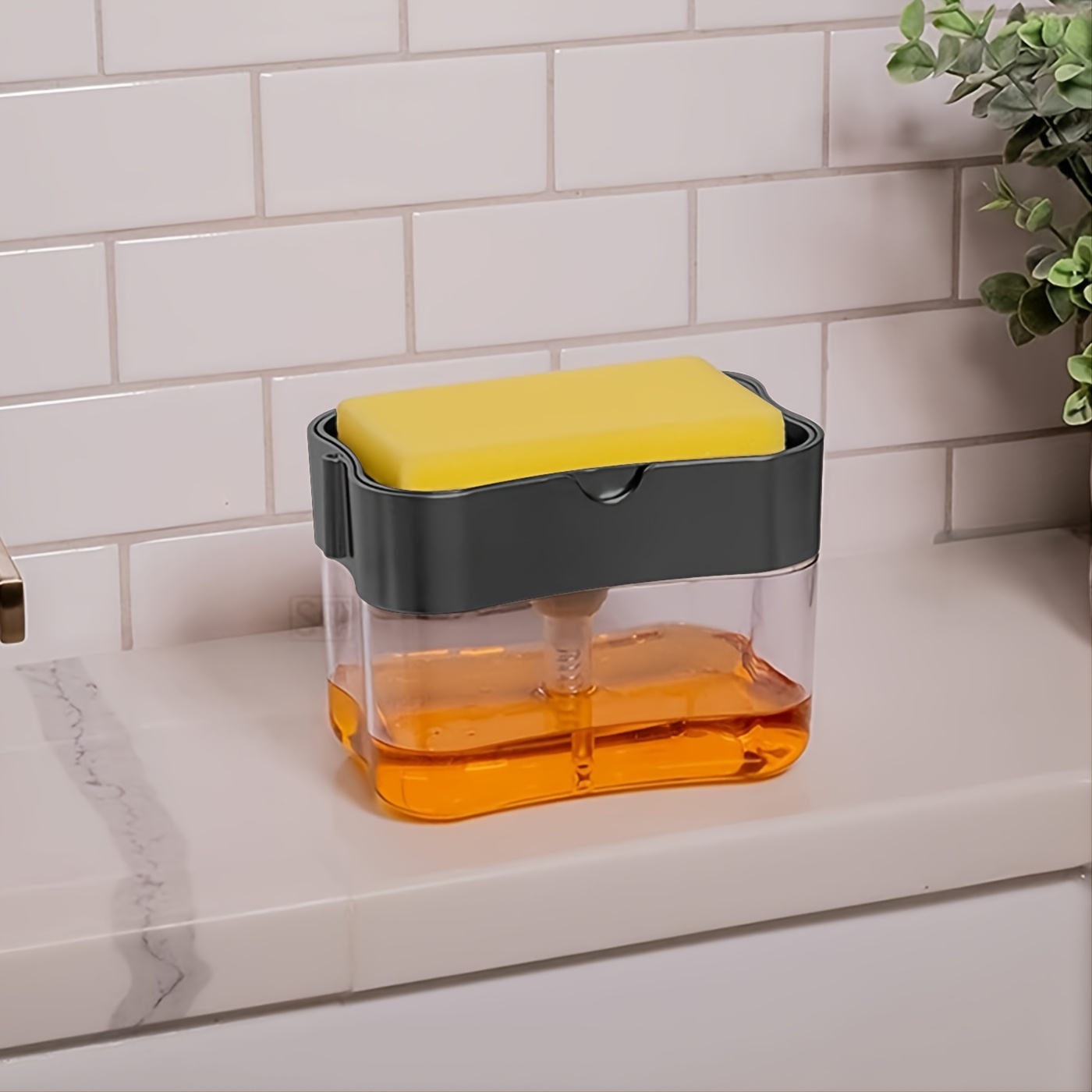 Cheap Kitchen Dish Soap Dispenser with Sponge Holder 2 In 1 Countertop Soap  Pump Dispenser for Kitchen Sink Soap Liquid Dispenser