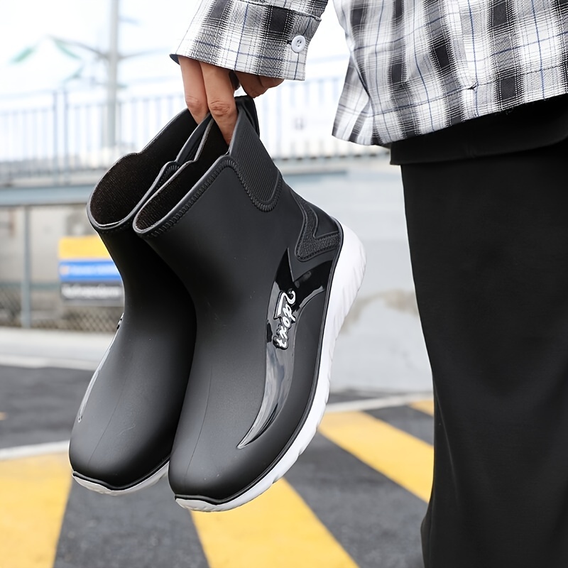 Men's Pvc Rain Boots, Non-slip Wear-resistant Waterproof Rain Shoes For  Outdoor Working Fishing - Temu Portugal