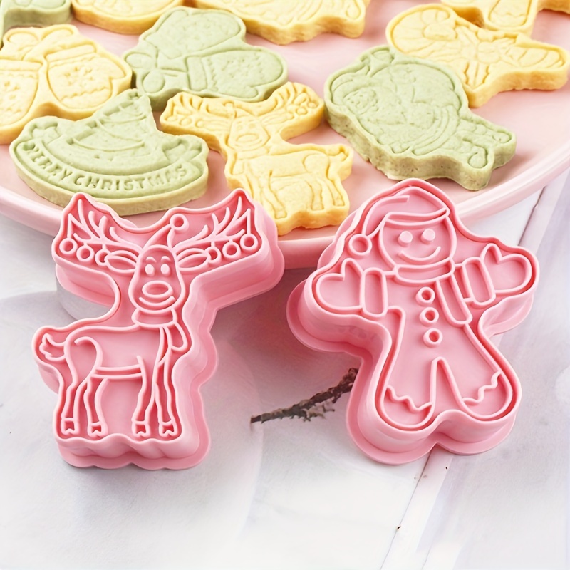 2024 Christmas Cookie Cutter Gingerbread Man Tree Elk Biscuit Molds DIY  Cake Decorating Tools Xmas Baking Mold Cookie Embosser - AliExpress