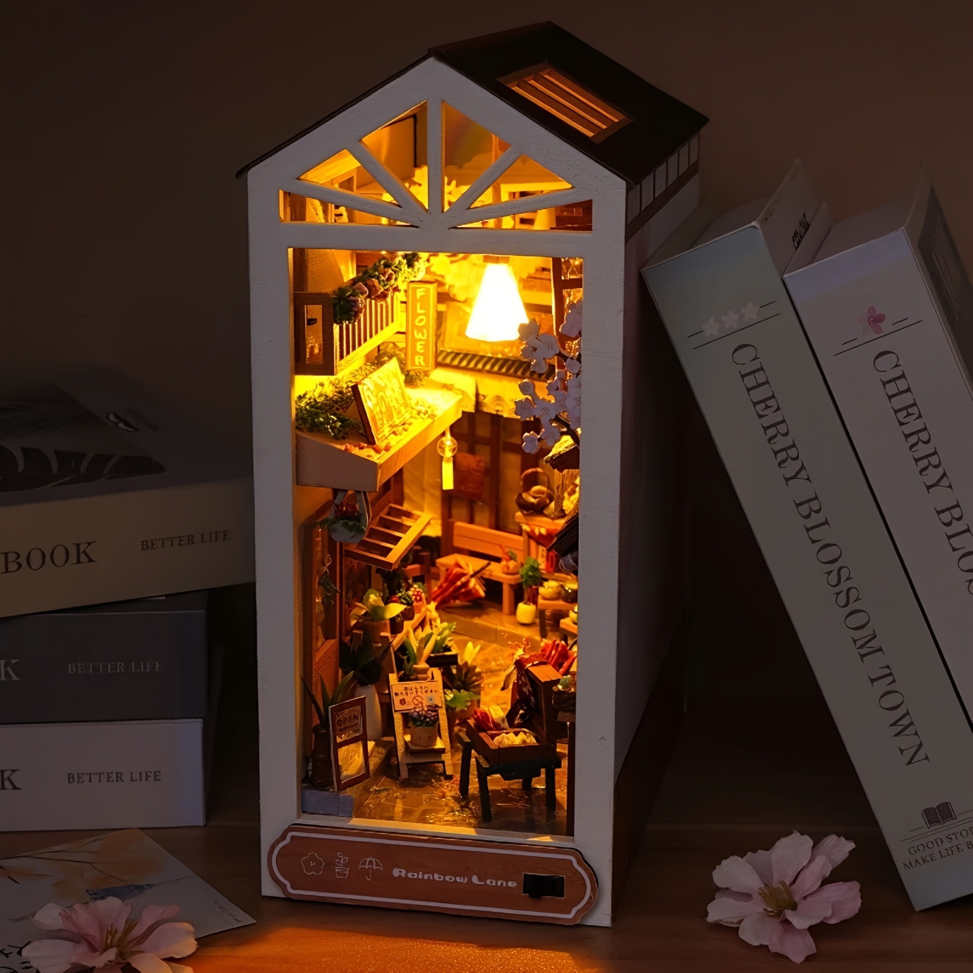 Coin Livre, DIY Dollhouse Booknook avec lumière LED à Induction du Corps  Humain, Insert d'étagère de Coin de Livre personnalisé pour bibliothèque,  décoration de Salle créative