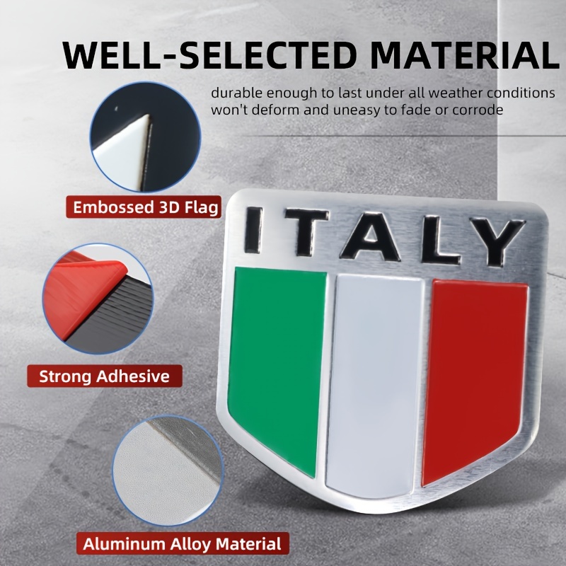 5pcs/set Metall-Italien-Flaggenabzeichen Italien Emblem Aufkleber Für Auto  Motorrad Karosserie Stoßstange Kotflügel Kraftstofftankabdeckung