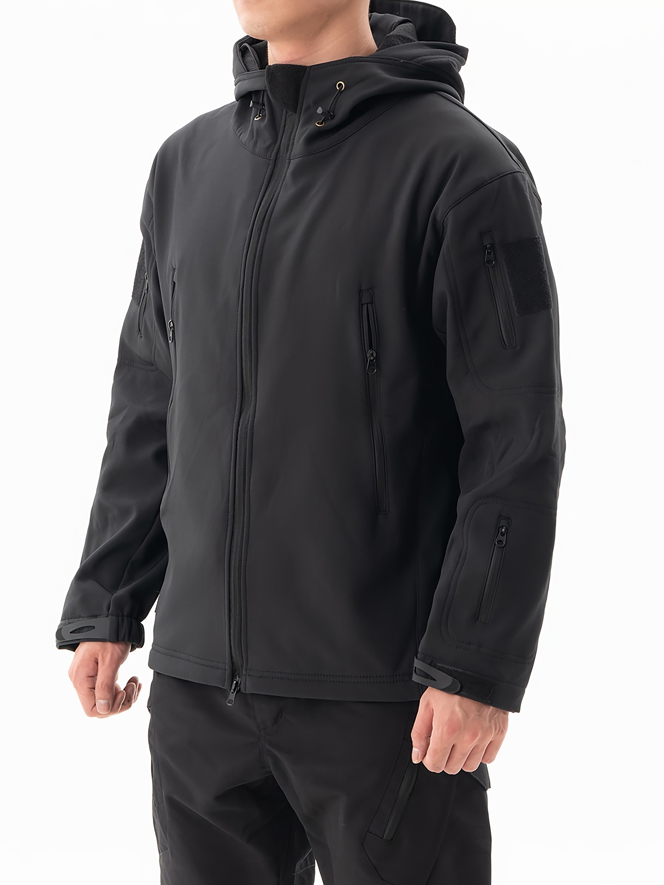 Men's Slim-Fit Tactical Softshell Jacket Hooded Lightweight Lined Water  Resistant Winter Hiking Windbreaker Jackets 