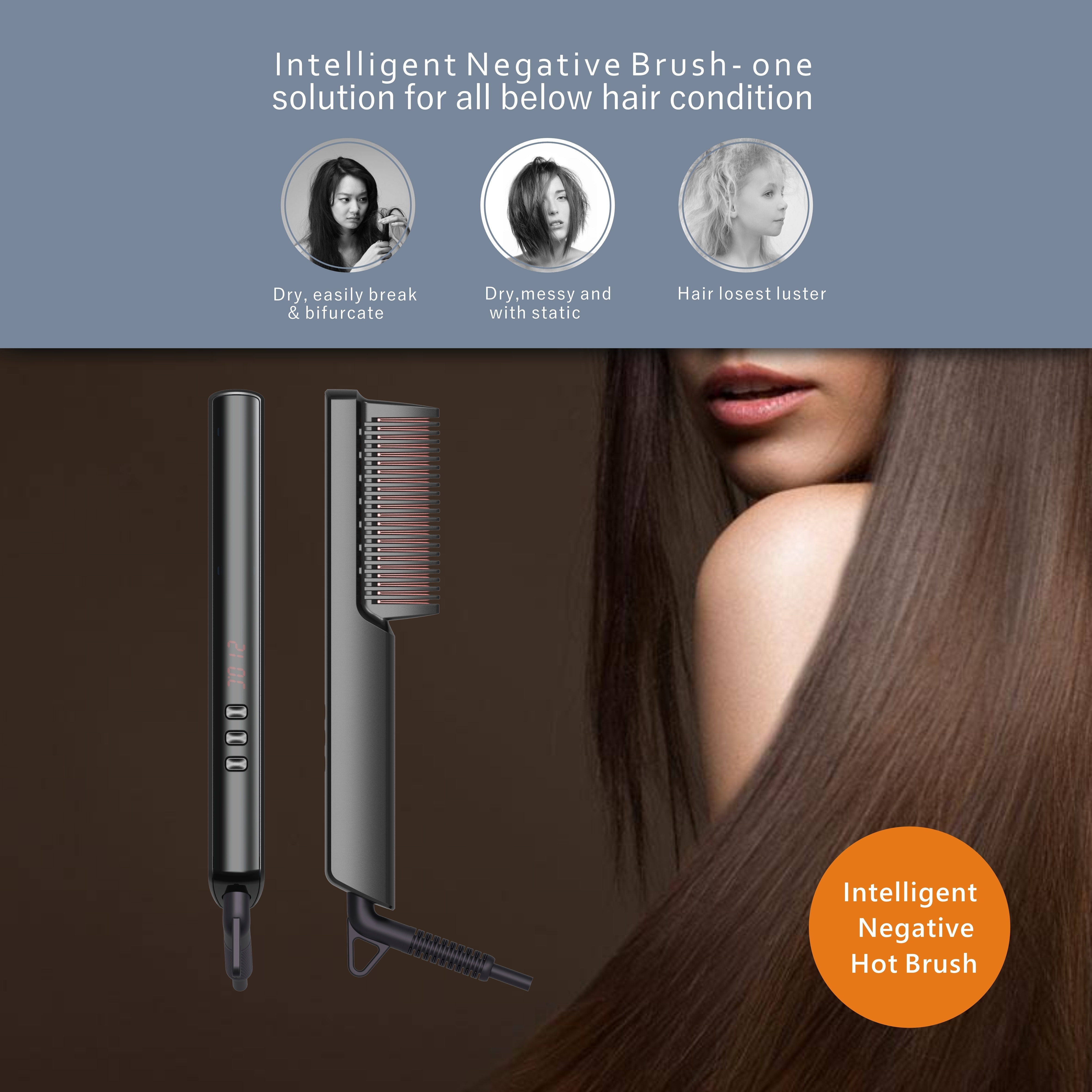 hair straight comb beard comb electric beard straightening comb with six speed temperature digital temperature display details 6