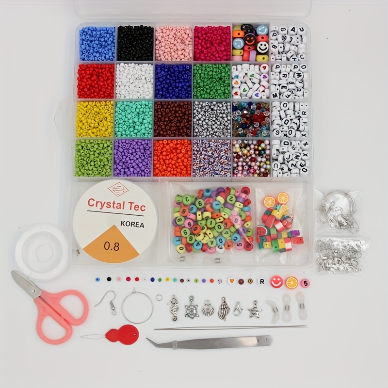 Glass Seed Beads 24 Colorful Seed Bead Kit with Letter Beads Heart Round  Beads and Beading Needles for Jewelry Bracelet Making