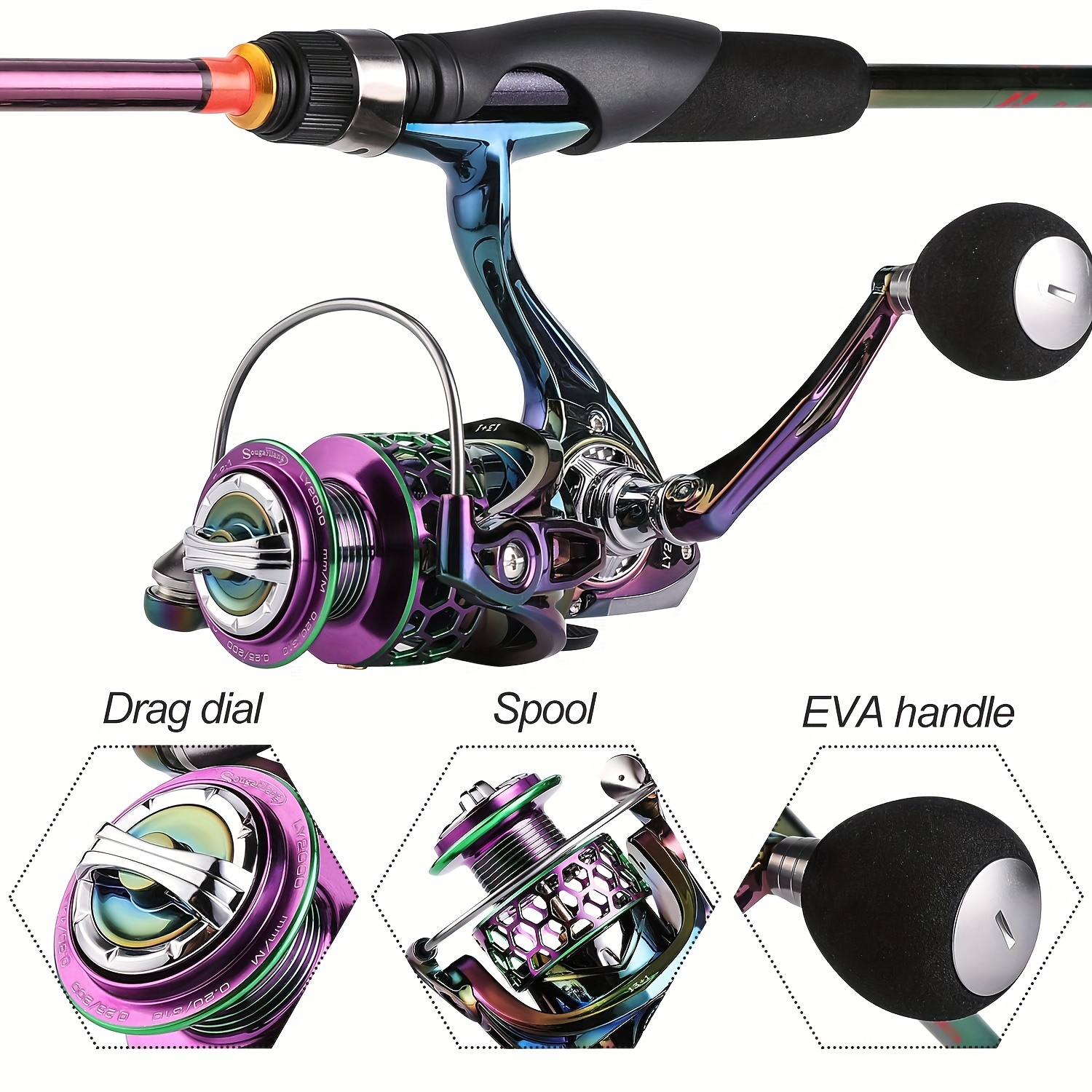  Sougayilang Fishing Reel, Colorful Ultralight