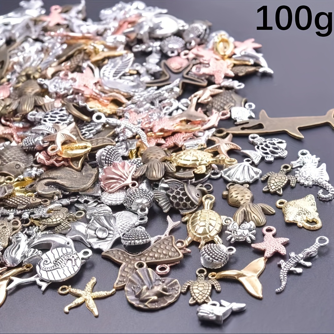 E-shop 200/100/50/20G Vintage Schmuckverzierungen aus Zinklegierung, Anhänger mit Meeresmotiven, Mehrfarbige Verzierungen für Schlüsselanhänger,