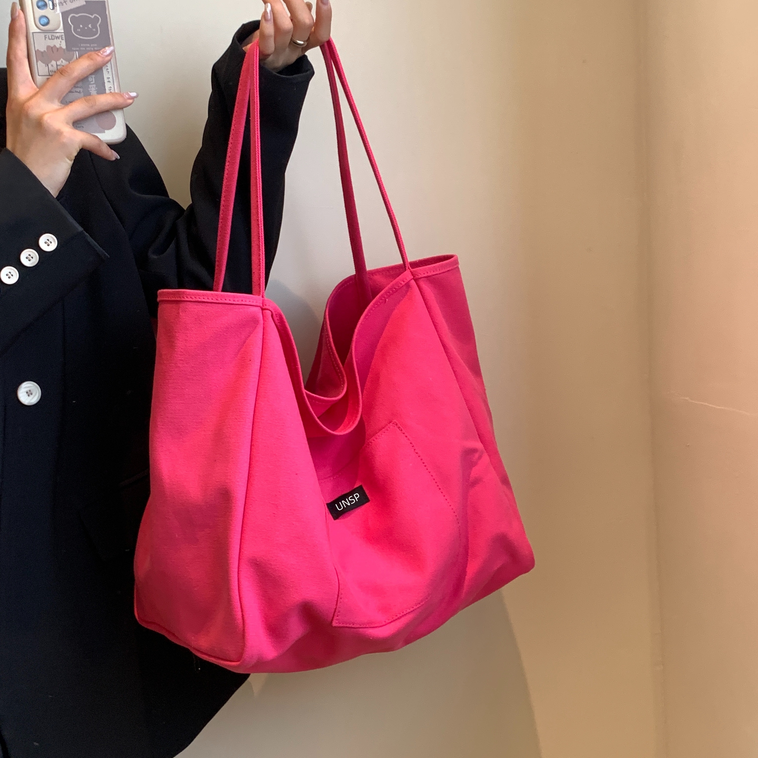 Hot pink tote purse sale