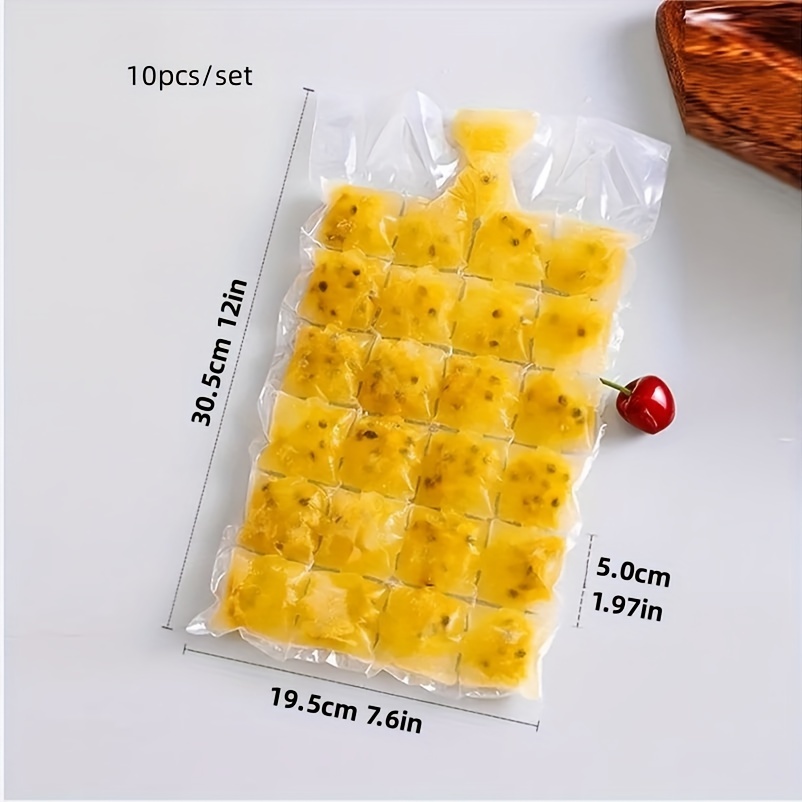 10pcs Clear Ice Cube Bag, PE Disposable Ice Bag For Household