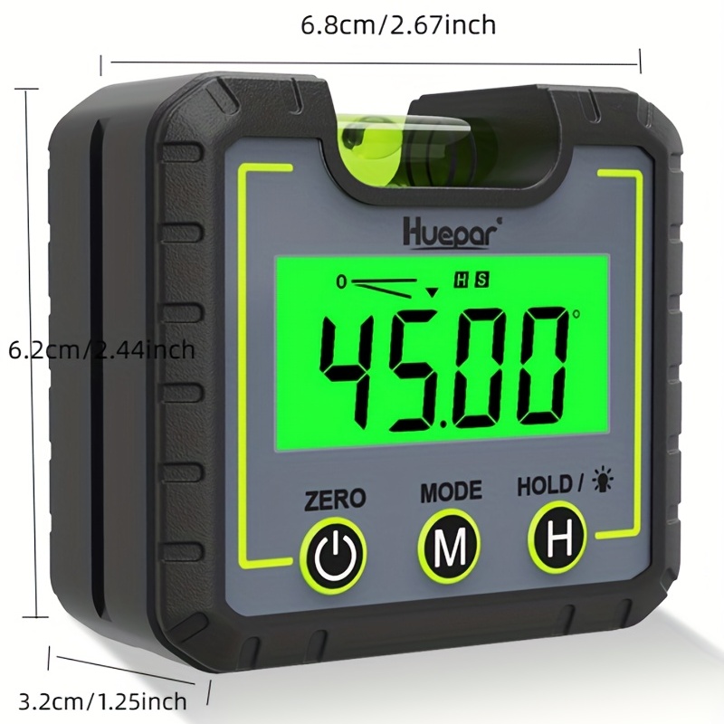 Medidor de ángulo Inclinometro digital portatil 0 – 360° Huepar
