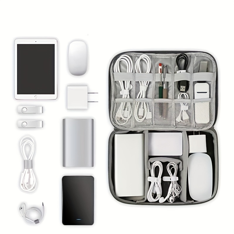 Portable Storage Bag Zipper Data Cable Handbag Organizer