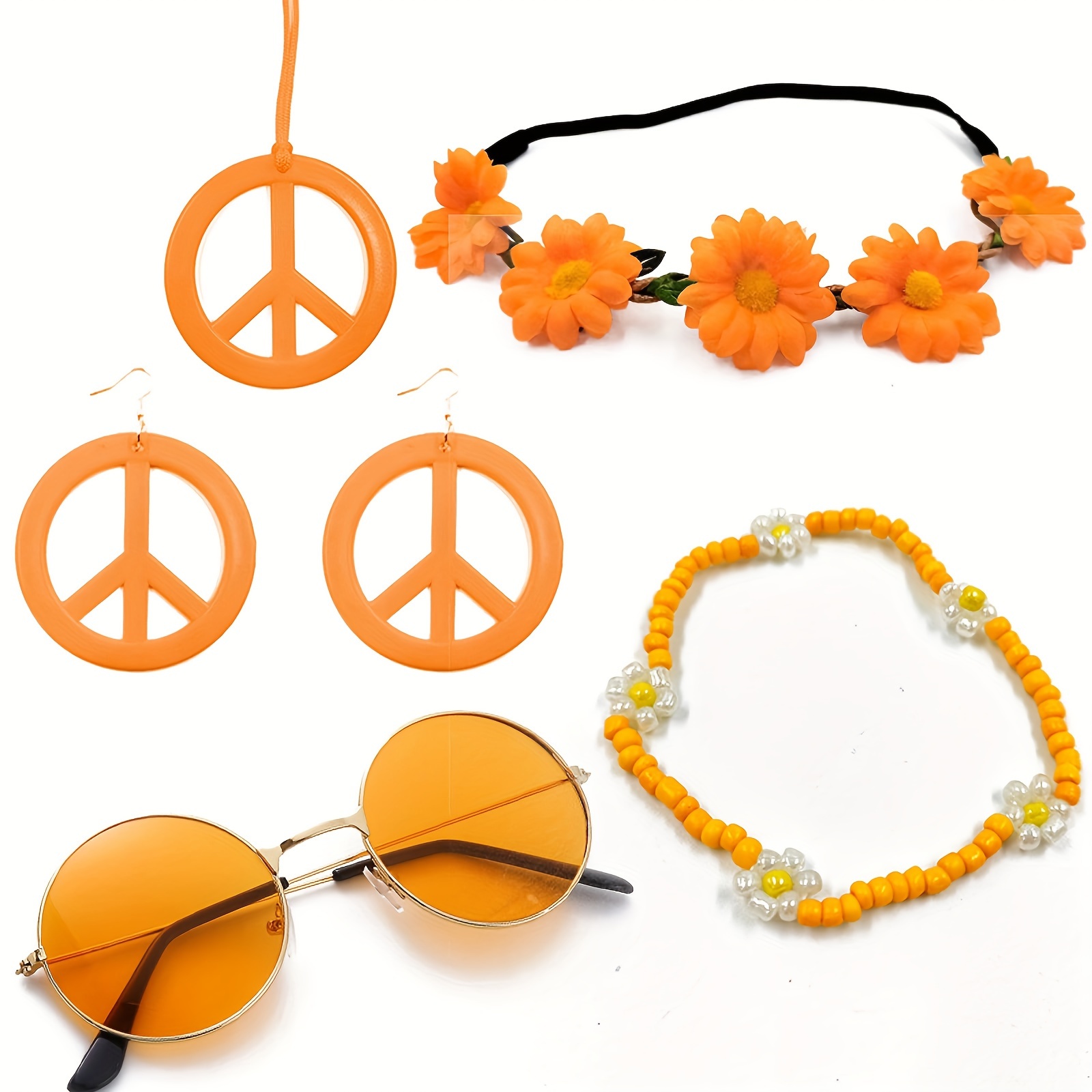 Hippie Costume Suit 60s Vintage Style Vintage Glasses Peace - Temu
