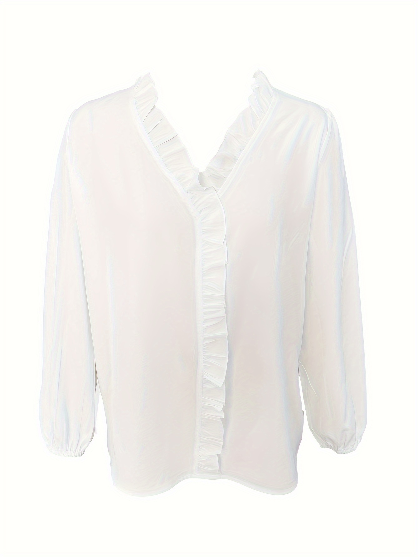 Plus Size Casual Blouse Women's Plus Plain Ruffle Trim - Temu