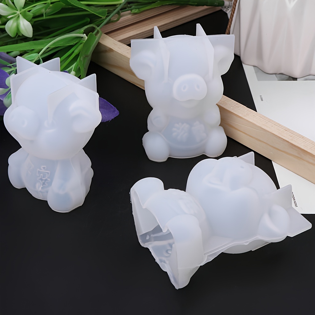 

1pc Cute 3d Pig Silicone Mold Diy Epoxy Resin Jewelry Making Cake Decoration Handmade Lucky Mirror Crystal Mould Art Crafts New Year Gift