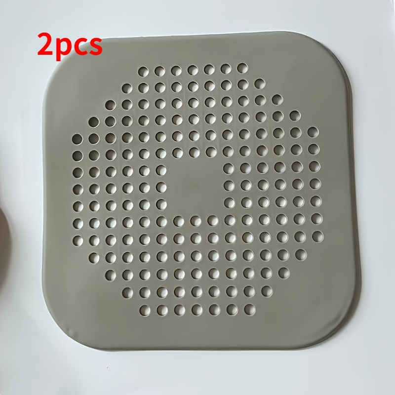 2pc Drain Hair Catcher With Suction Cup Durable Silicone Square