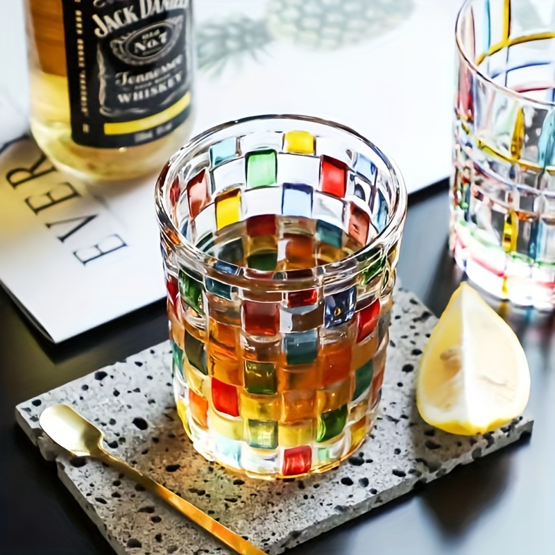 1pc Coffe Mug Hand-painted Colorful Glass Cup, Whiskey Glasses Creative  Design Juice Drinking Cup, Kitchen Gadgets Tableware For Restaurant  Catering C