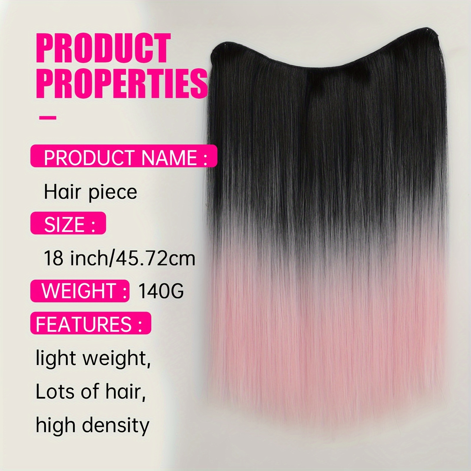 Straight Long Hairpiece Clip In Hairpieces Gradient Color Temu