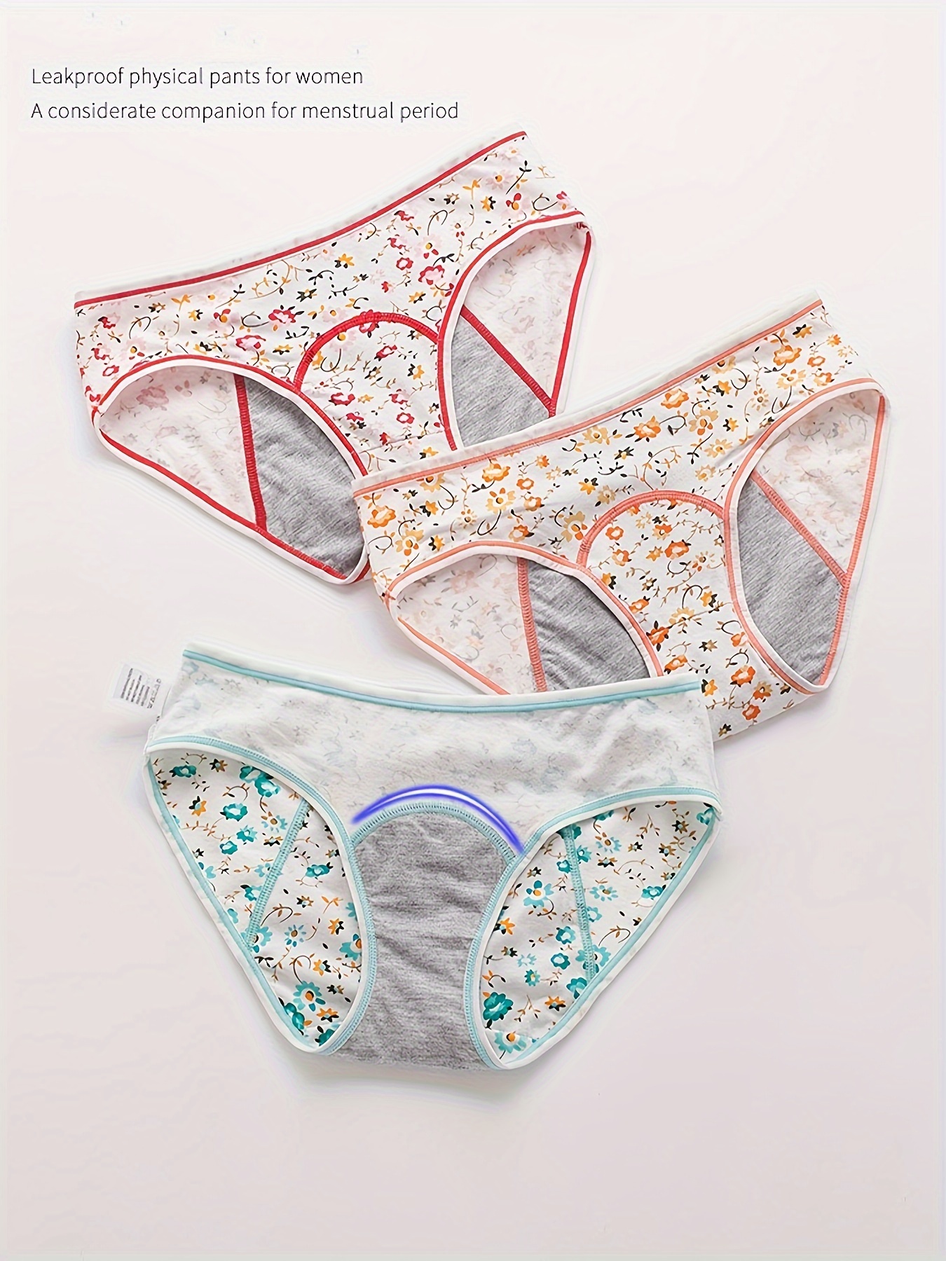 Spdoo 3 Pack Women Menstrual Panties Teen Girls Period Underwear Breathable  Leak-Proof Cotton Protective Briefs(Regular & Plus Size) 