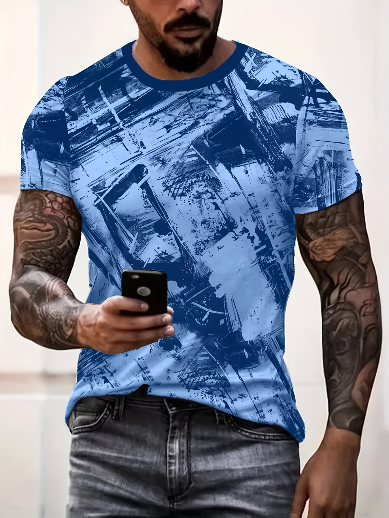 Tie Dye Fashion Print Mens T Shirt Trendy Streetwear Comfy