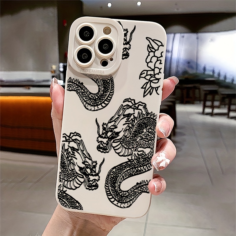 For iPhone 14 Pro Max 12 11 XS XR 13 Chinese Style Crane Dragon Phone Case
