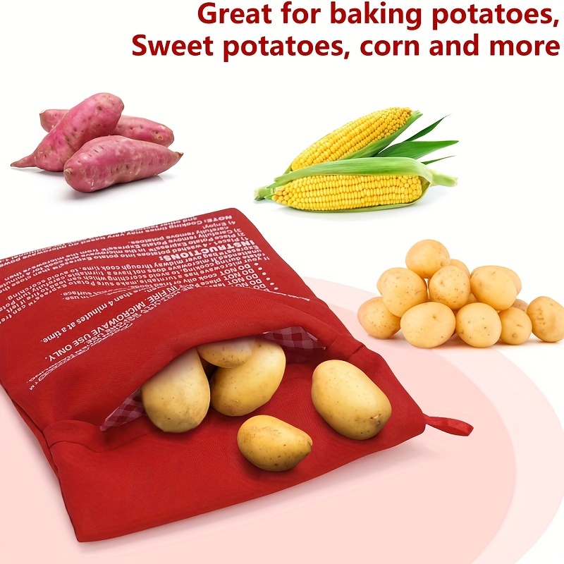 Bolsa de patatas para microondas, paquete de 2 bolsas reutilizables para  cocinar en microondas, bolsa para hornear, bolsa de papas, color rojo