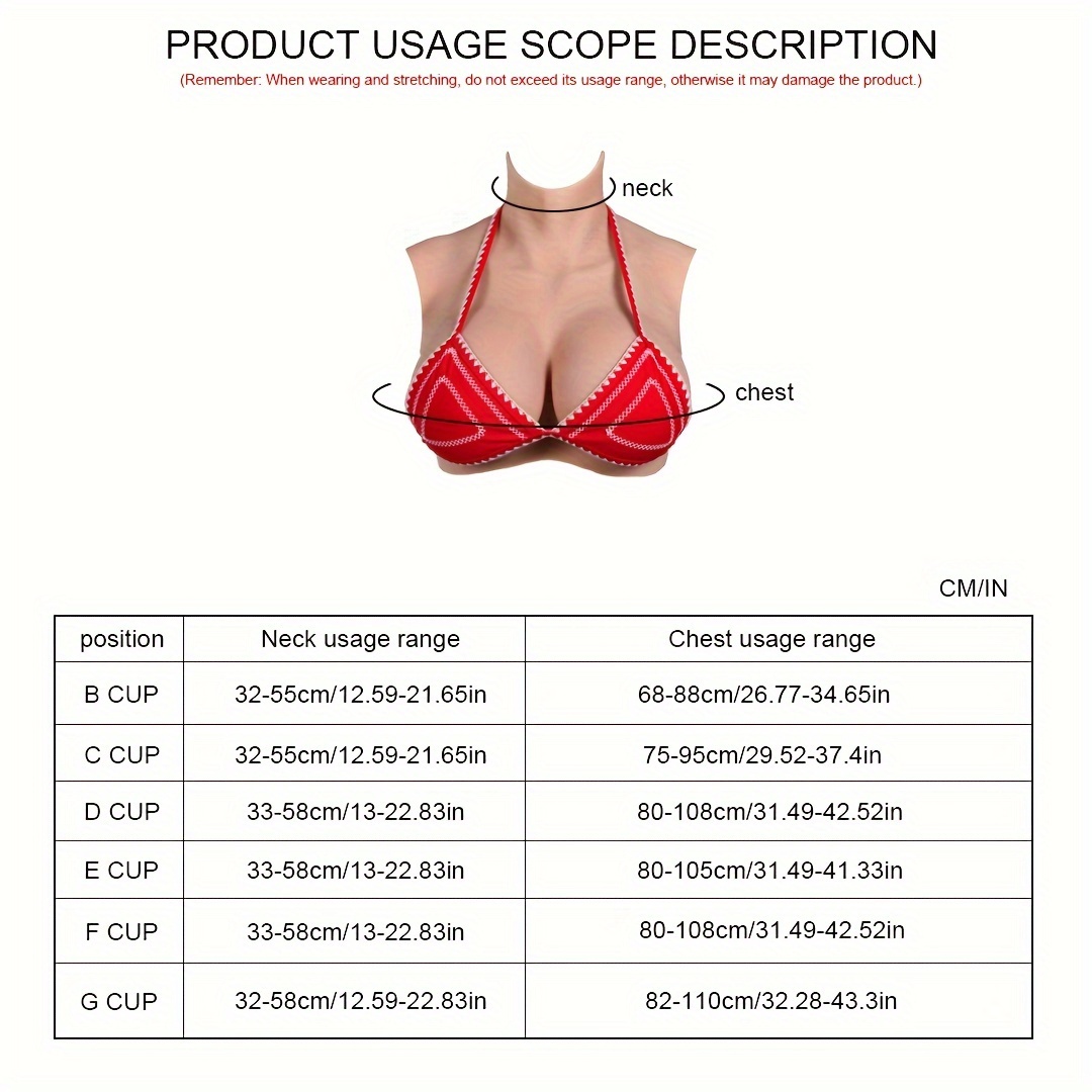 Realistic Boobs Low Collar Breastplate C/D/F Cup Women Breast
