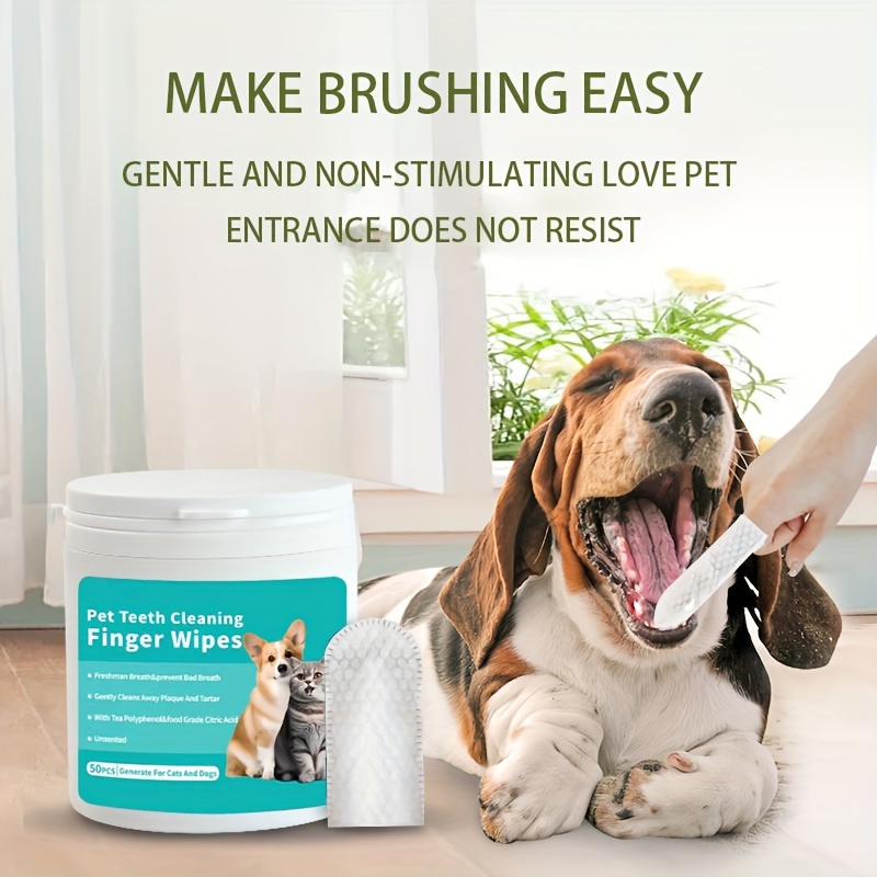 50 Pièces/boîte Lingettes De Soins Dentaires Pour Animaux De Compagnie,  Lingettes Dentaires Pour Brosse À Dents De Doigt Pour Le Nettoyage Des  Dents De Chien Haleine Fraîche Et Gencives Saines - Temu