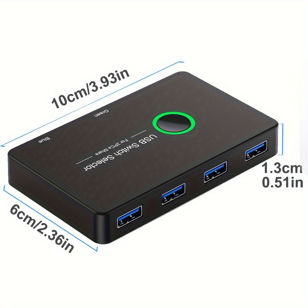 USB 3.0 Switch 2 Computers Sharing 4 USB Devices, KVM Switch USB Hub for  Keyboard Mouse Printer Scanner U-Disk, Hard Drives, Headsets, KVM Console  Box