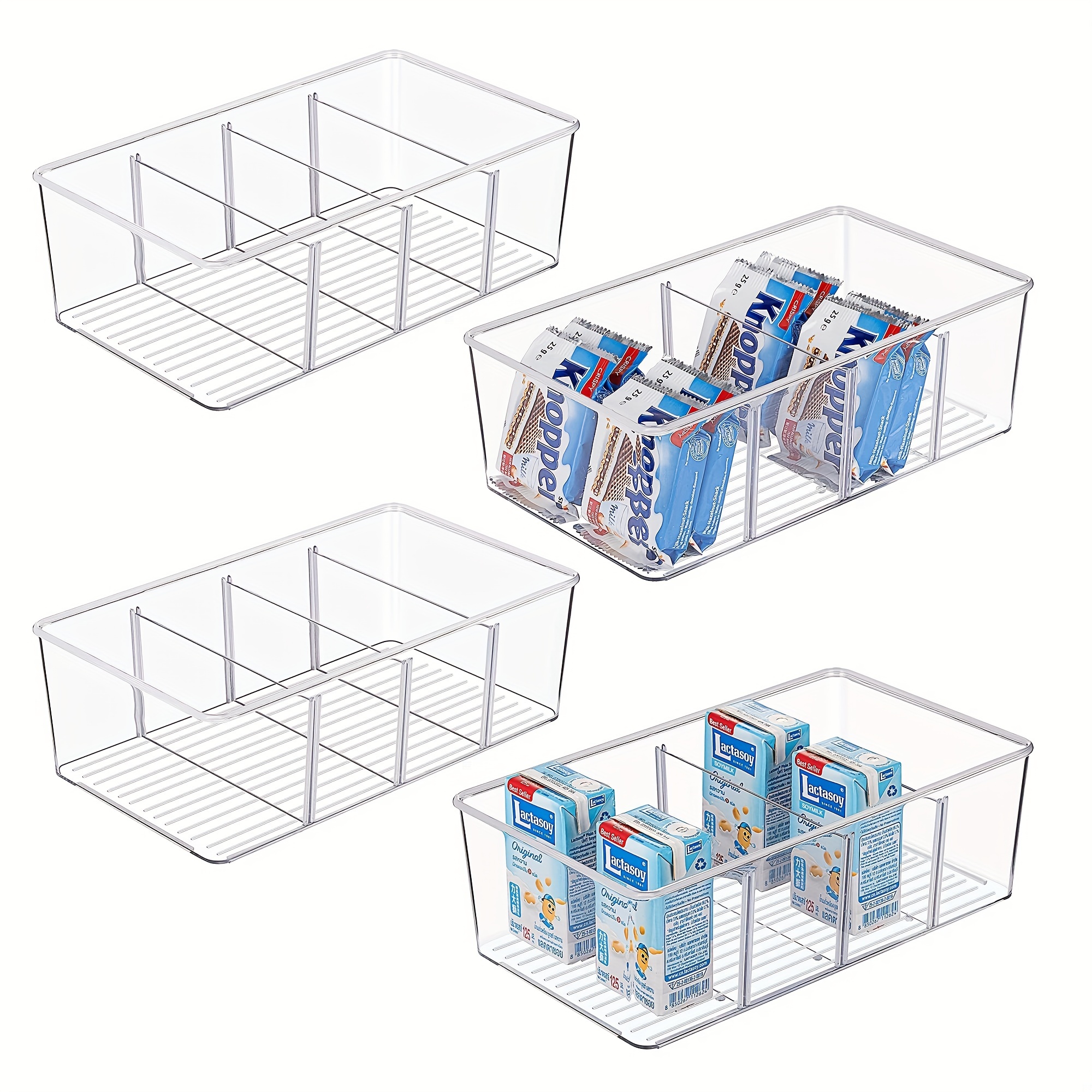 Metal shelves as pantry organizer with clear plastic containers