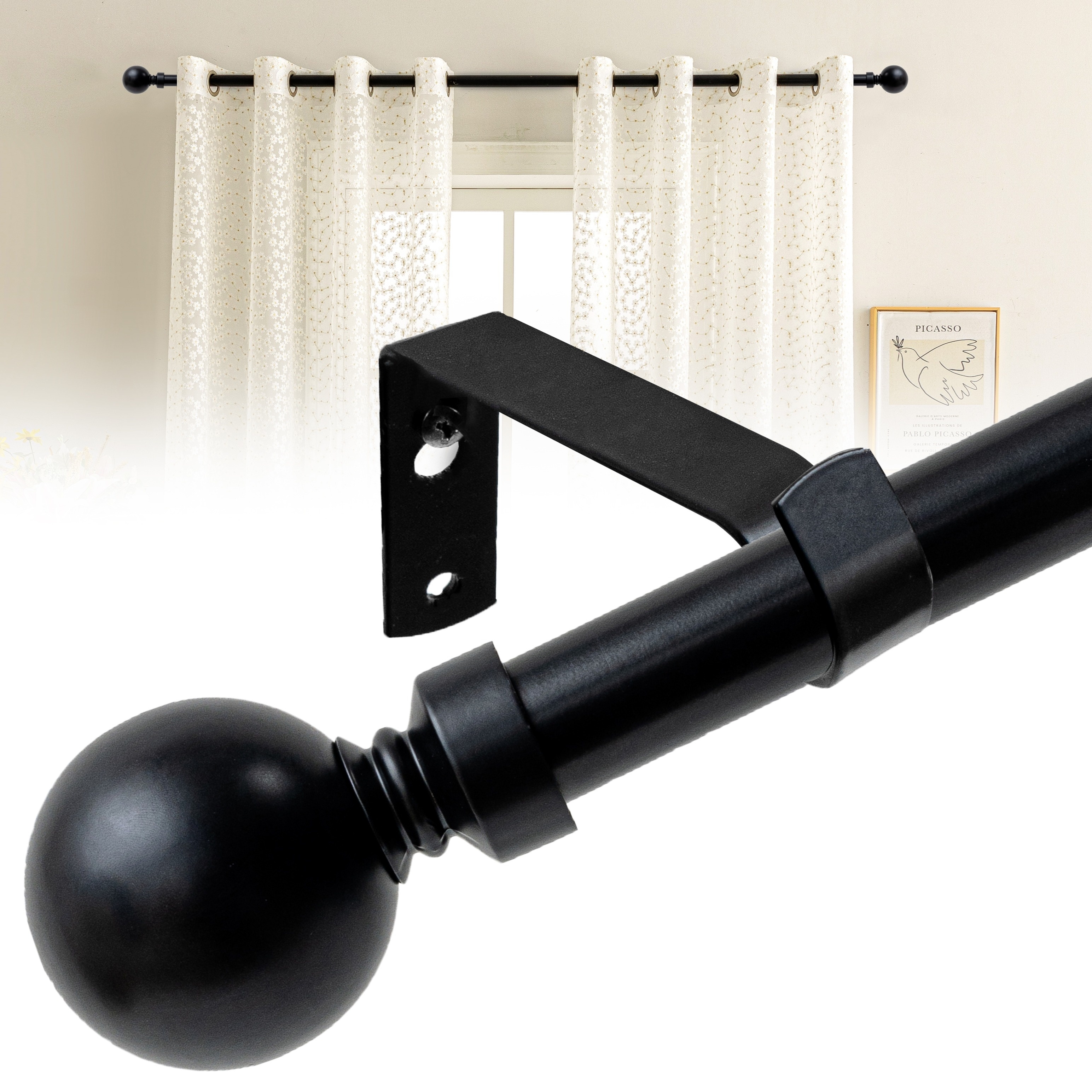 Eclipse Clinton – Barras de cortina negras, barra de cortina ajustable  envolvente de doble barra de 58 pulgadas, barras de cortina para ventanas  de – Yaxa Store