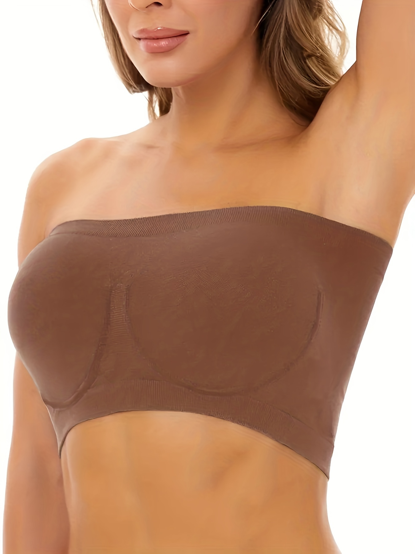 Qcmgmg Strapless Bras for Women Plus Size Seamless Bandeau