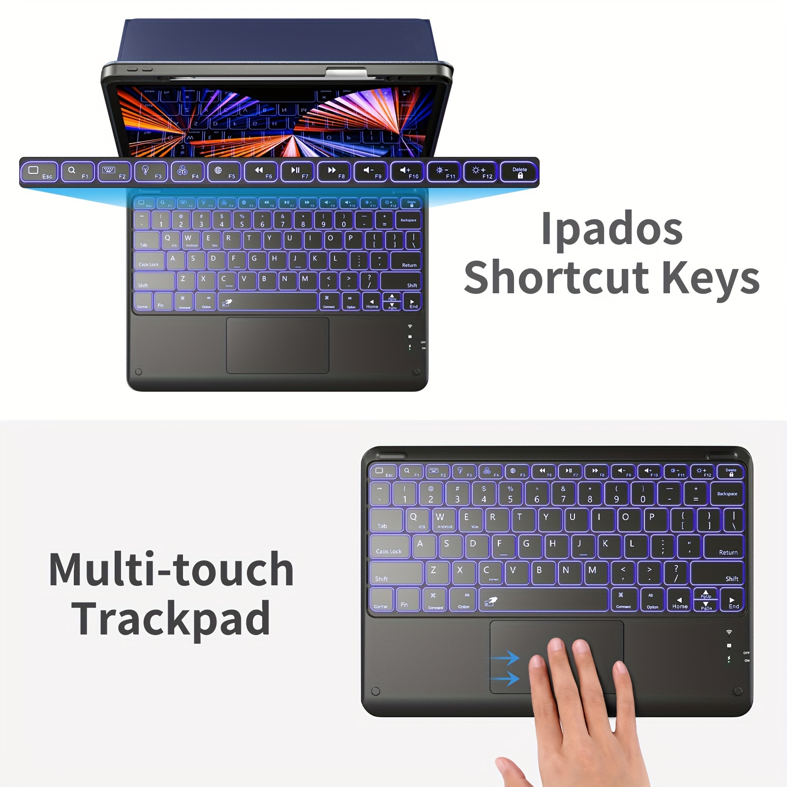 Trackpad Keyboard Case 7 Couleurs Rétroéclairées Accessoires - Temu Canada