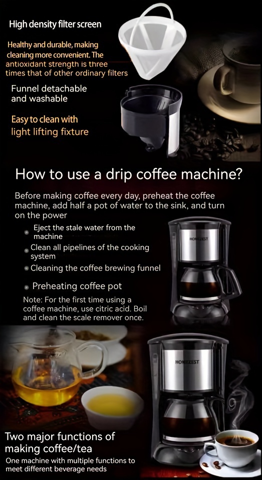 1pc American Coffee Machine 650ML/23OZ, Fully Automatic All-in-one Machine,  Dual Purpose For Brewing Tea/coffee, For Home Use Or As A Gift To Friends