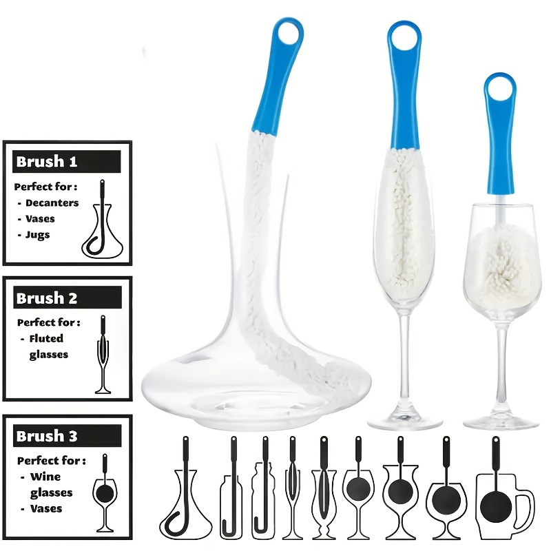 glassware cleaning brush kit decanter long