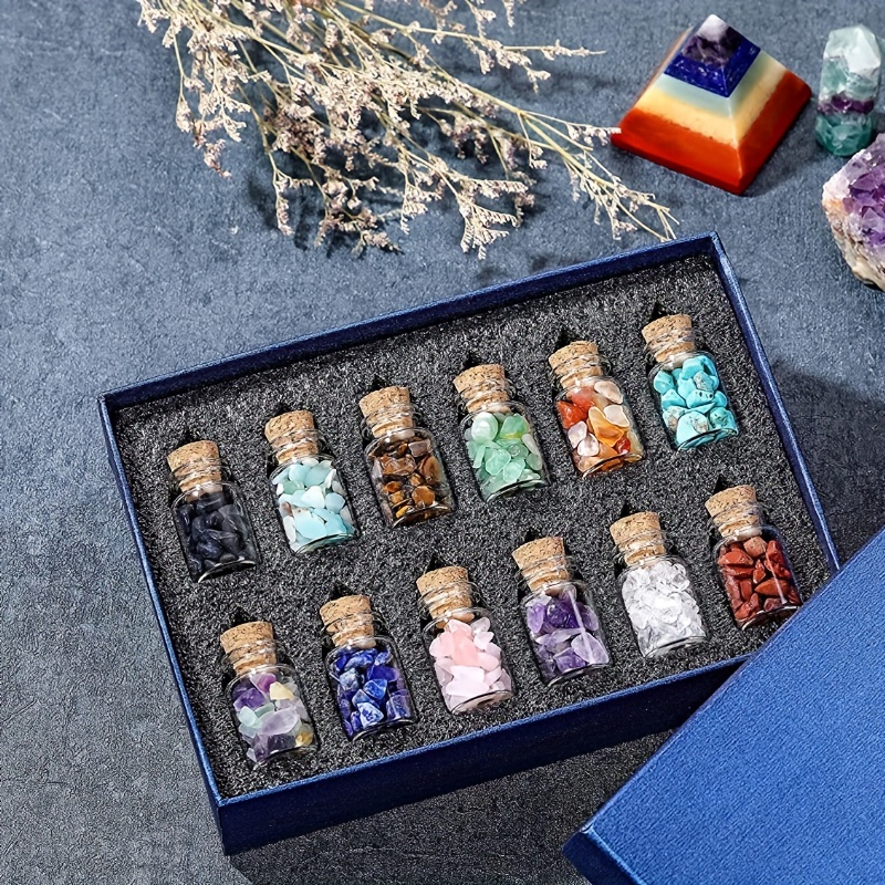 12pcs Crystal Gemstone Wishing Jars Set
