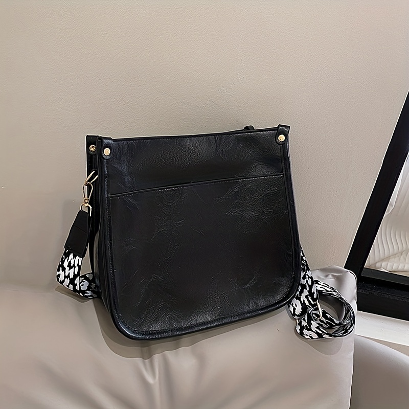 Mini Wide Strap Cube Crossbody Bag Pu Leather Textured Bag - Temu United  Kingdom