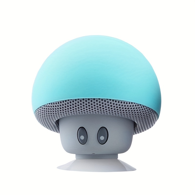 1 haut-parleur sans fil portable étanche avec ventouse – Design champignon mignon, support de téléphone portable, antichute, mini haut-parleur tête de dessin animé, cadeau_voghion.com