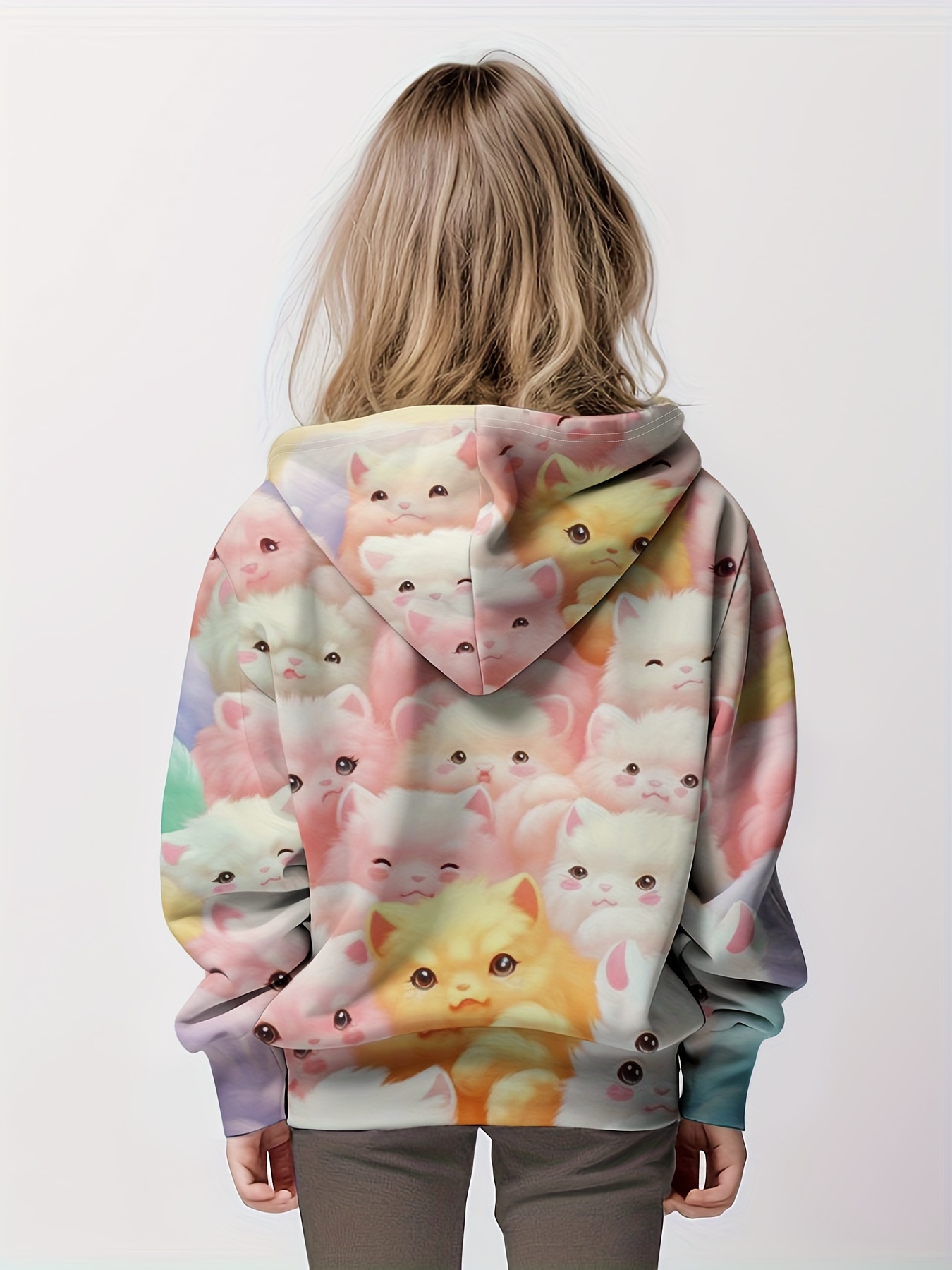 Viewamoon Cartoon Cat Kids Hoodies Set Girls Size 8-10T Kids Cute