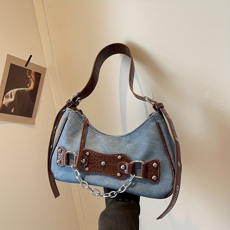 Y2k Denim Sweet Hot Handbag Girls Shoulder Bag All Match Underarm Baguette  Bag - Bags & Luggage - Temu Belgium