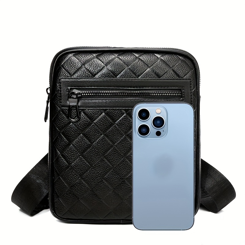 Men's Crocodile Pattern Shoulder Bag Small Square Crossbody