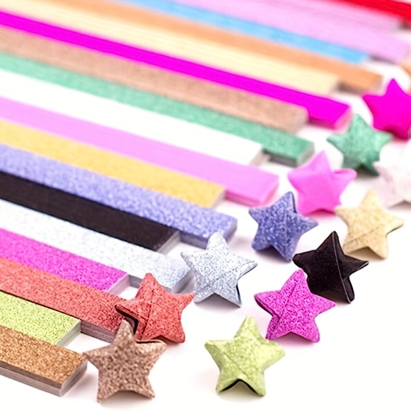 Modixun 525 Sheets Glitter Origami Star Paper Strips, Shiny Origami Stars  Paper, Colorful Lucky Star Folding Paper for DIY Arts Crafting Supplies, 15