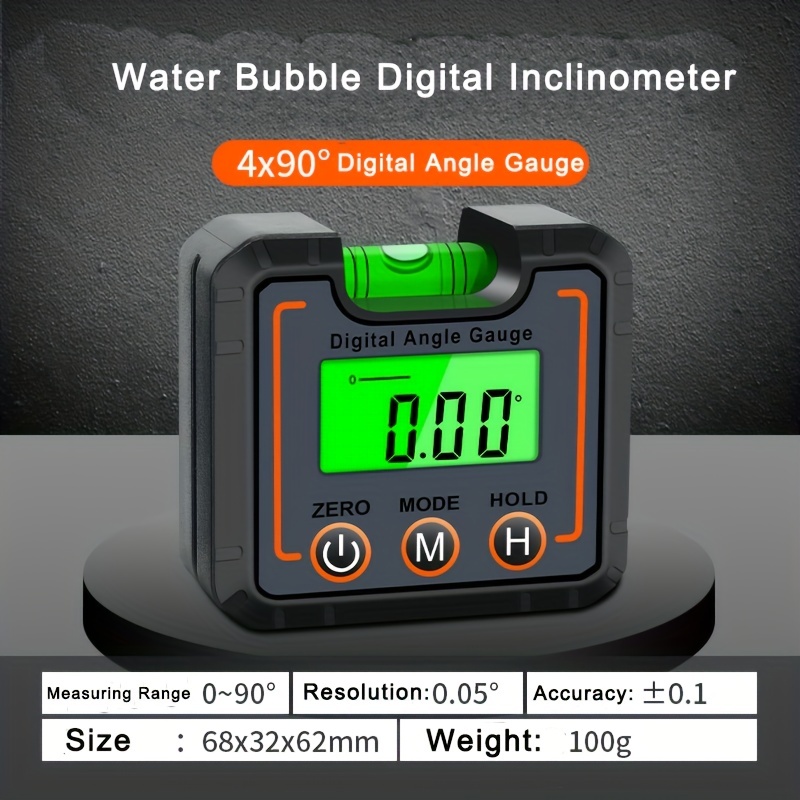 Inclinómetro digital, inclinómetro digital magnético de 4 x 90° ángulo  buscador de nivel medidor electrónico para carpintería retroiluminada,  ángulo