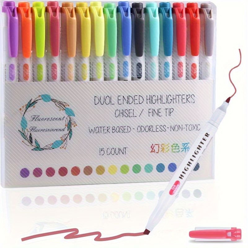 15 Colors Highlighter Pens Collection Set Pastel - Temu