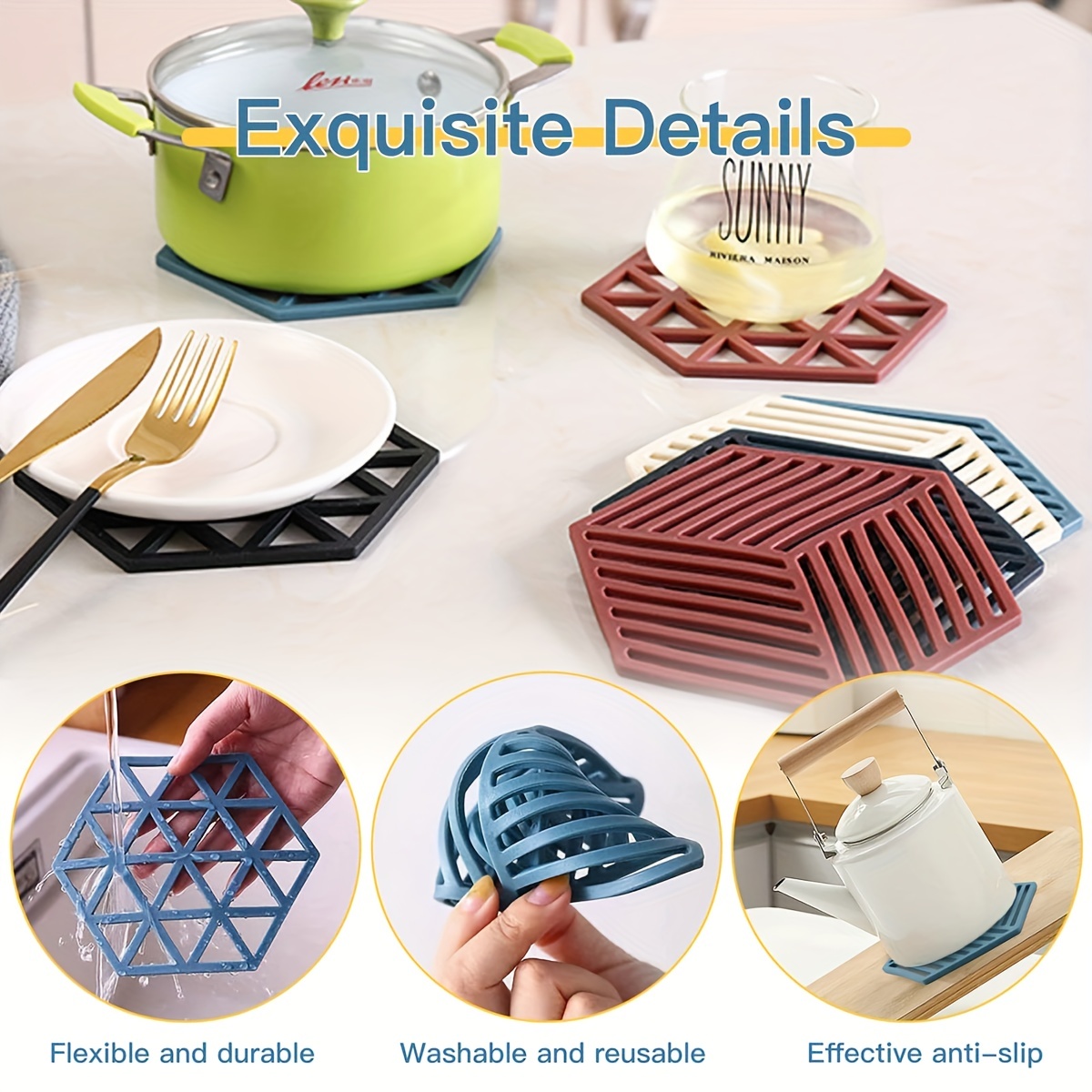 Home Silicone Round Cup Heat Resistant Coaster Table Protector Mat Yellow  6pcs - Bed Bath & Beyond - 17584074