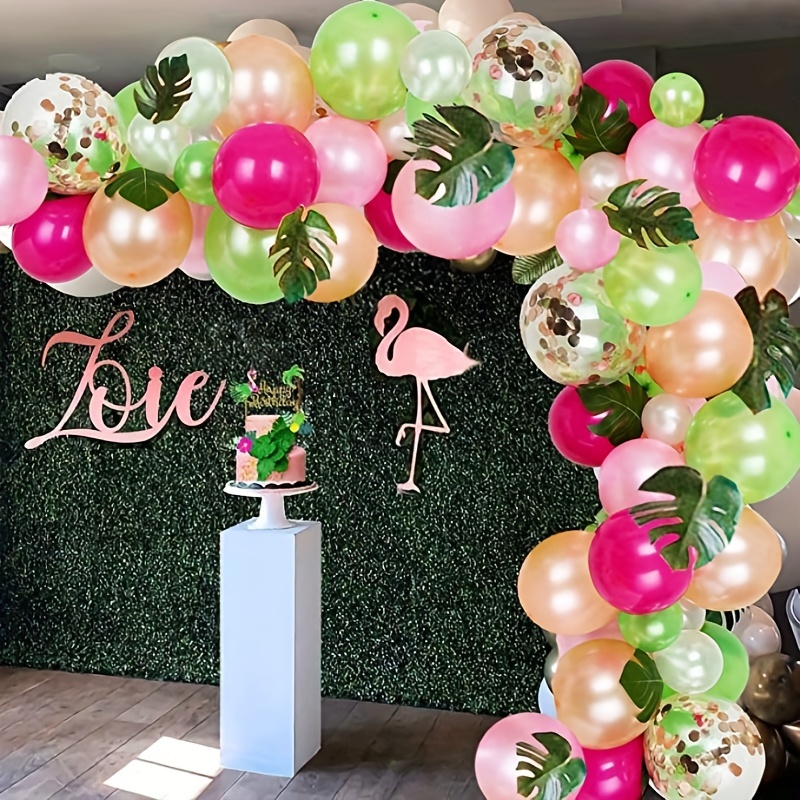 Hawaii Birthday Party Decor Flamingo Pineapple Turtle Leaf Banner Balloon  Happy Summer Tropical Aloha Beach Party Accessories