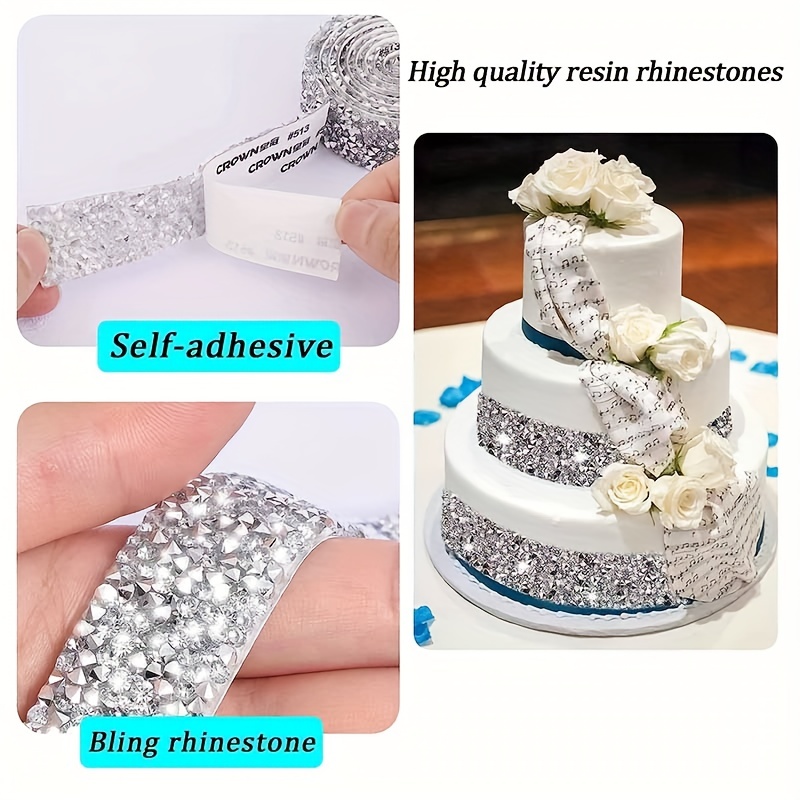 6 Row Crystal Cake Ribbons Real Rhinestones Crystal Bling Cake Banding lowest Price