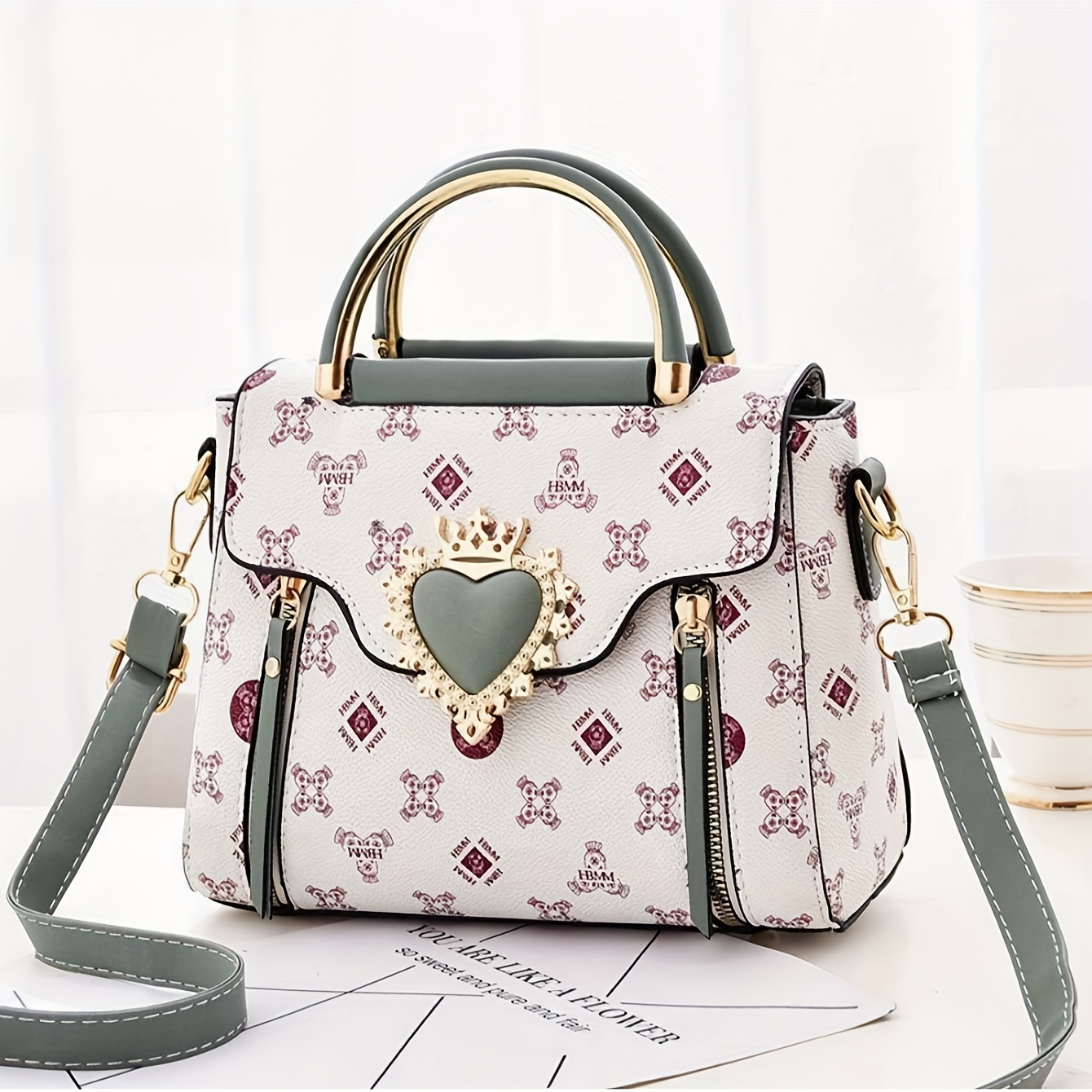 Heart Decor Crossbody Bag, Vintage Multi Pockets Shoulder Bag, Women's Faux  Leather Purse - Temu