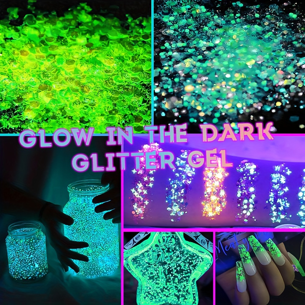 Glow In The Dark Body Face Glitter Gel Uv Light Colors - Temu