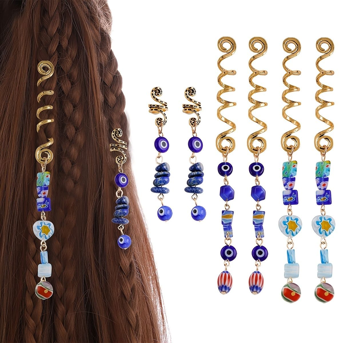 6pcs Evil Eye Tassels Hair Rings Jewelry For Braids Pendant Dreadlock Rings  Hair Charm For Women Girls Viking Accessories - Beauty & Personal Care -  Temu